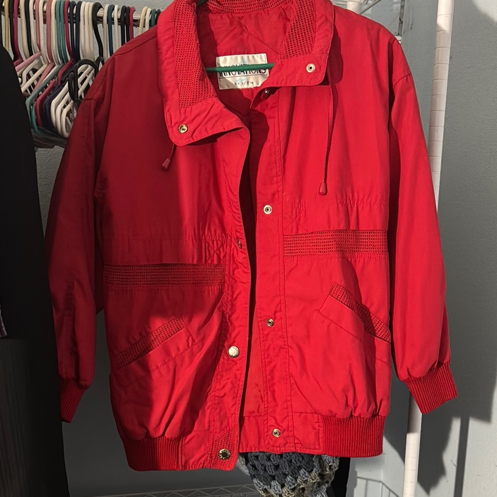 Vibrant Red Jacket with Pockets